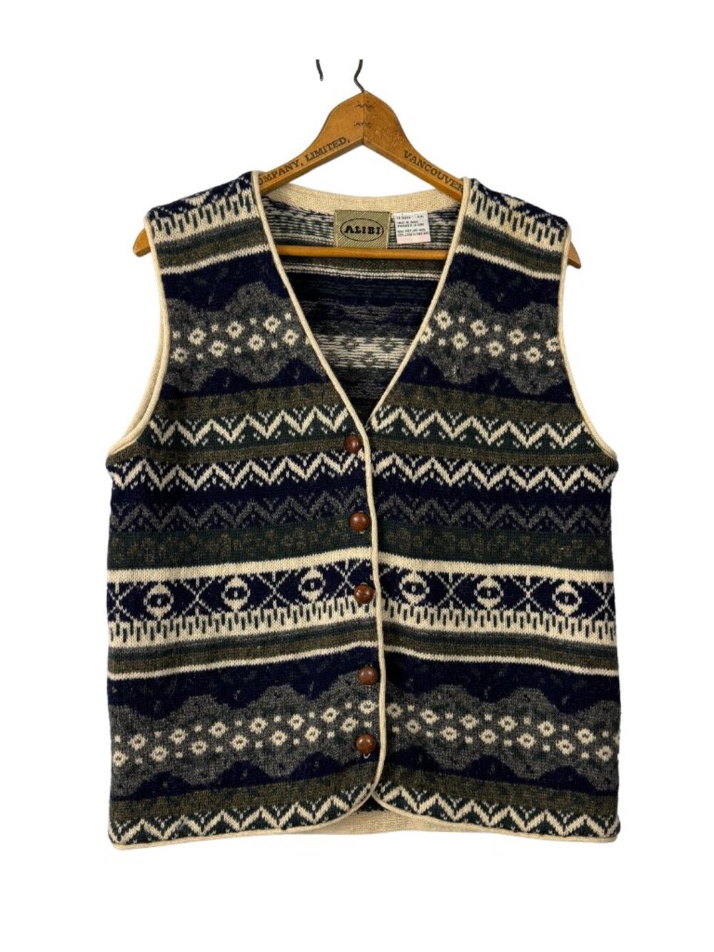 Vintage 90s Shetland Wool Sweater Vest Fair Isle Nordic Knit Woodland Aesthetic
